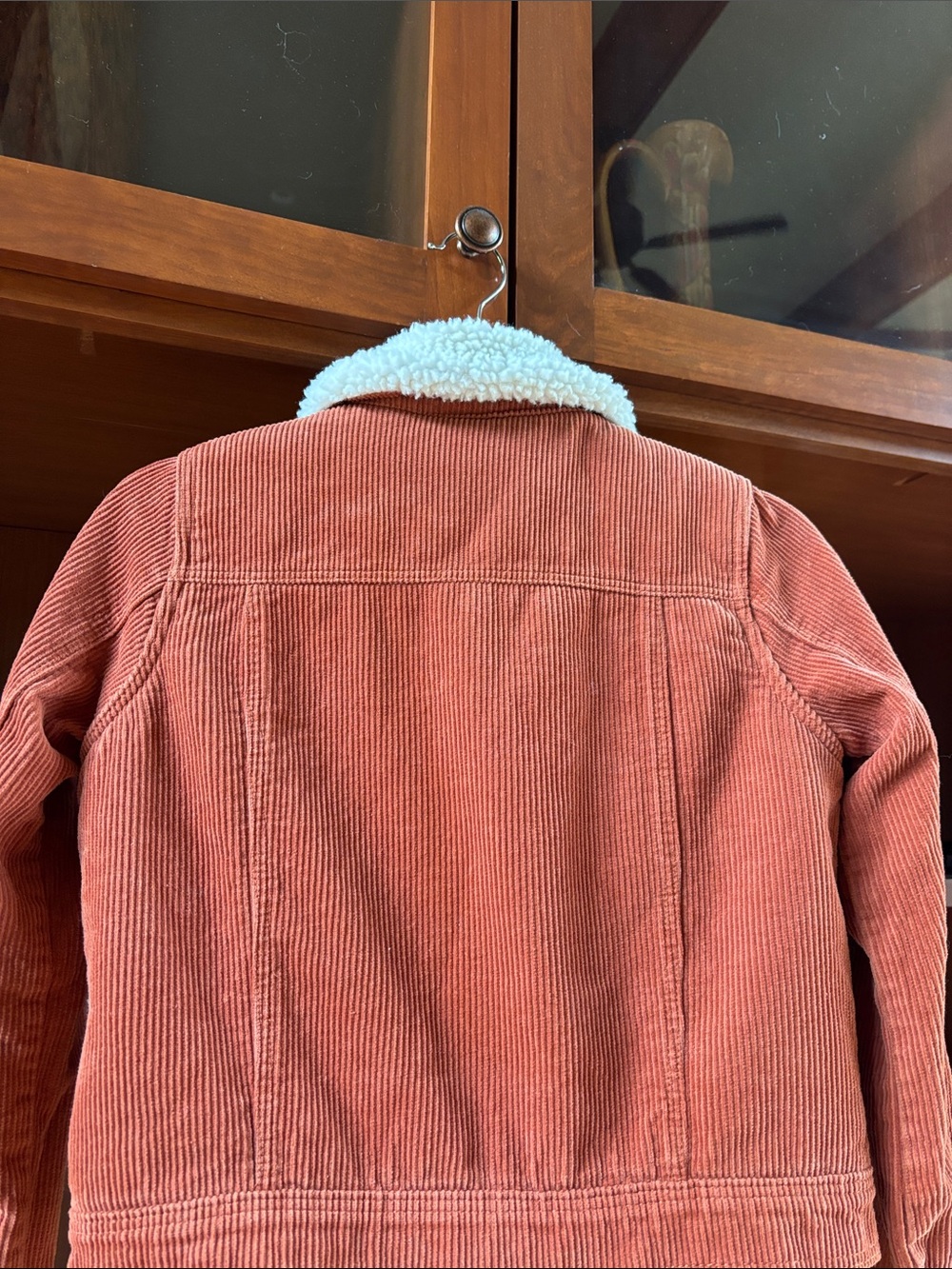 Cat & Jack Corduroy Sherpa Jacket Size Large 10/12 Rust Snaps - Picture 5 of 8